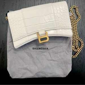 Balenciaga Hourglass Croc-Embossed Leather Wallet-On-Chain